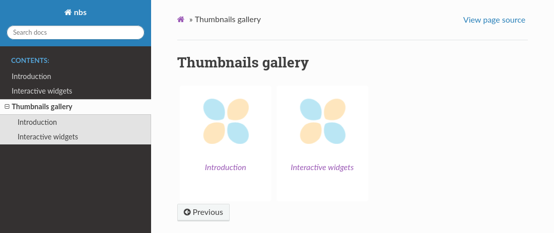 Simple thumbnail gallery created using nbsphinx