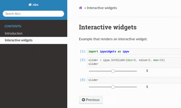 Interactive widget rendered in HTML by Sphinx